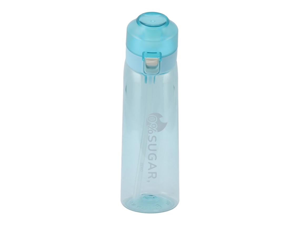 Botella de agua deportiva a prueba de fugas de 650 ml con asa azul claro.