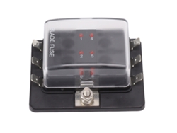 Veloriskku-Automotive DC32V Caja de fusibles automotriz impermeable ATC OTO con indicador LED de 6 vías para automóviles y embarcaciones