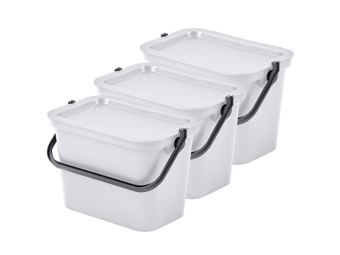 Set de Papeleras WELLHOME de 3x5L Blanco con Asa, Colección Moda