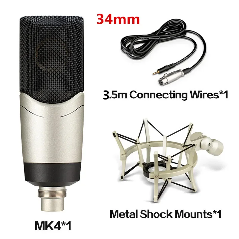 Kit de micrófono de condensador con soporte antivibración, micrófono de estudio MDUG (34 mm)