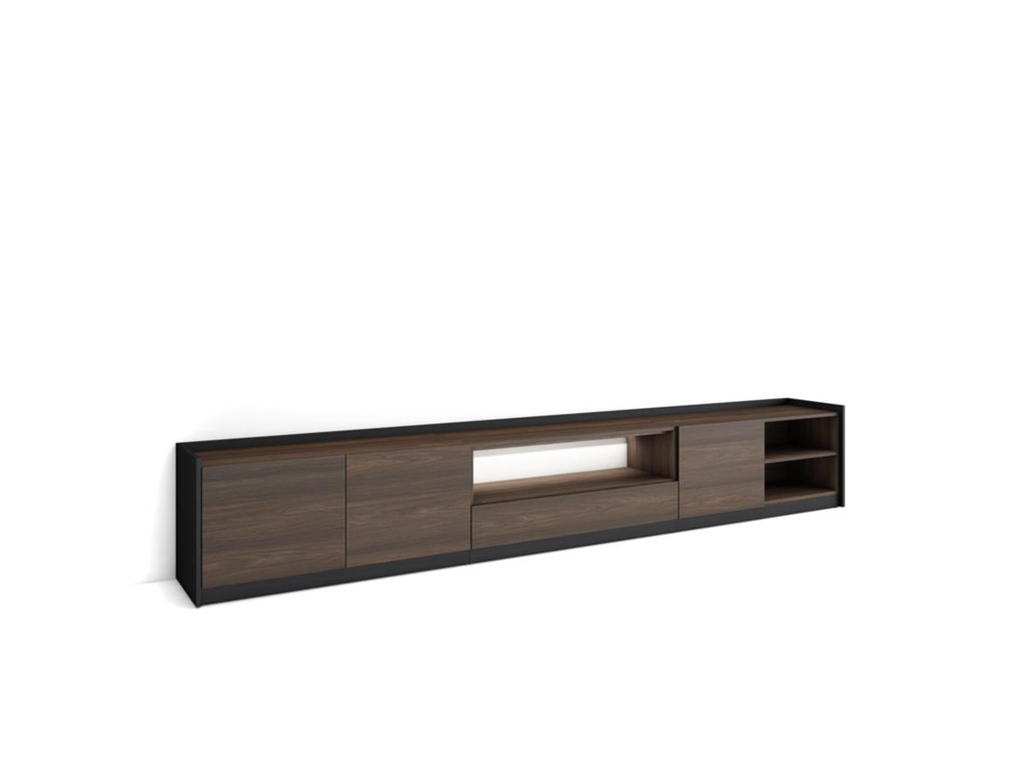 Mueble para TV, 310x37x50cm, para televisores de hasta 80'', LED, roble oscuro y negro.