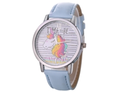Reloj De Pulsera De Lujo Para Mujer, Estilo Casual, Con Correa De Cuero Y Esfera Redonda Azul Claro.
