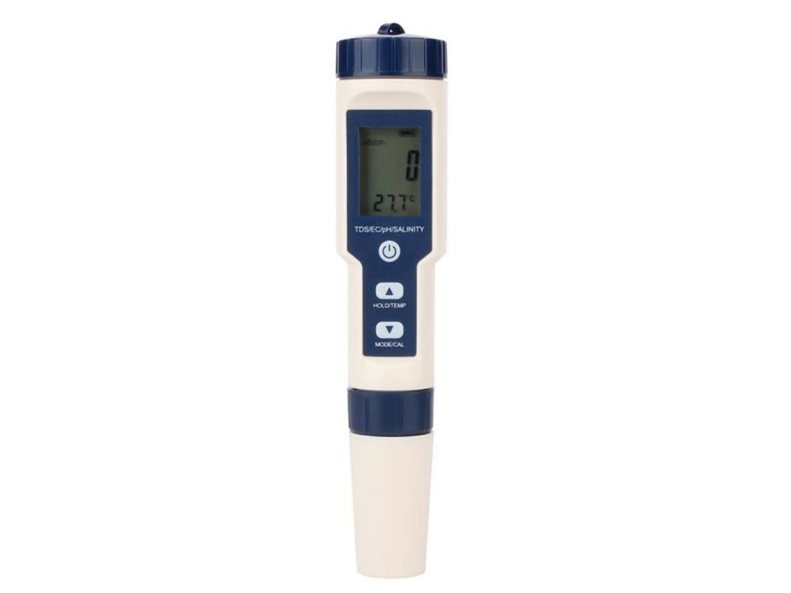 Medidor De Ph 5 Em 1 Função Testador De Qualidade Da Água Medidor De Salinidade Tester Temperatura Ph Tds Ec