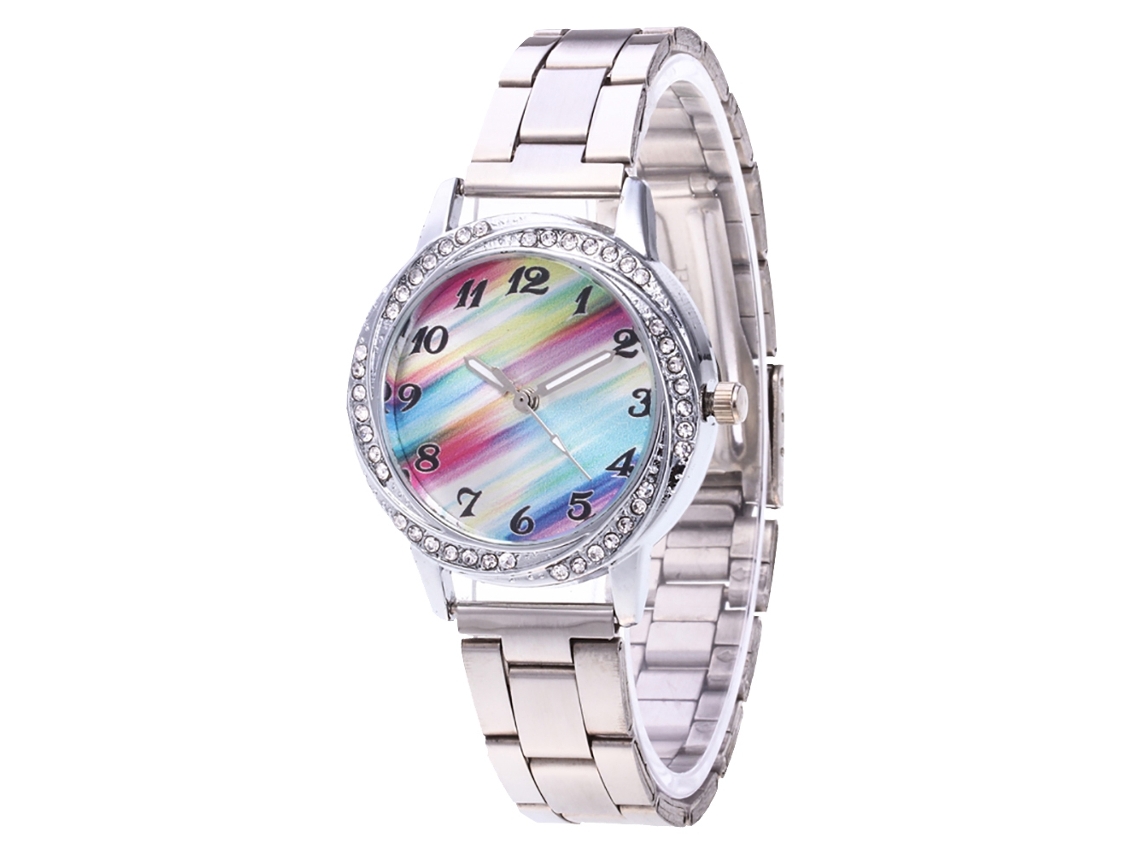 Reloj De Cuarzo De Moda Con Correa De Acero Dial Redondo Para Parejas (plateado)