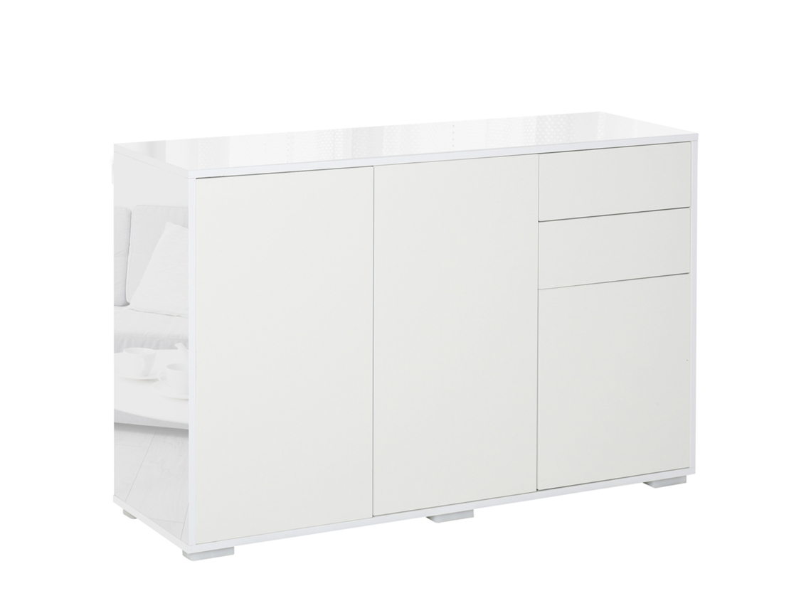 Aparador para Sala de Estar com 3 Portas, 2 Gavetas, Prateleira Ajustável, Branco ZENCORE SERVICES