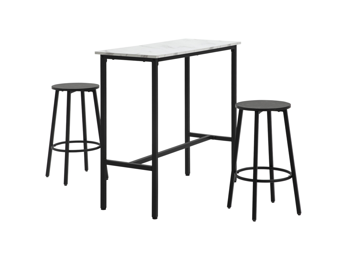 Juego De Mesa Alta Redonda Moderna Con 2 Taburetes.