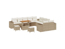 Maison Exclusive - Conjunto de sofás de jardín de mimbre beige y crema de 13 piezas