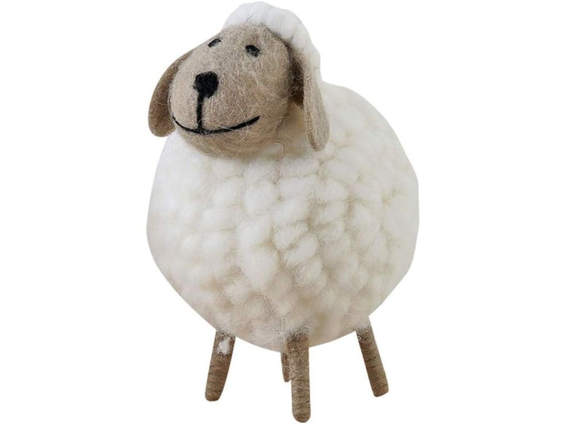 Adorno Decorativo De Oveja De Fieltro De Lana Para Navidad Y Fiestas Infantiles - Blanco