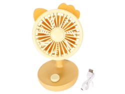 Ventilador De Escritorio Pequeño Usb 1200mah Ajustable Velocidad Silencioso Amarillo Oficina Hogar