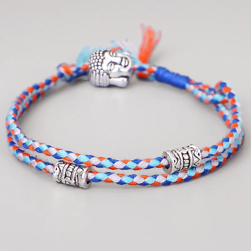 Pulsera Trenzada Con Cordón Y Amuleto De Cabeza De Buda De Estilo Tibetano, Pulsera Con Colgante Para Parejas De La Amistad.