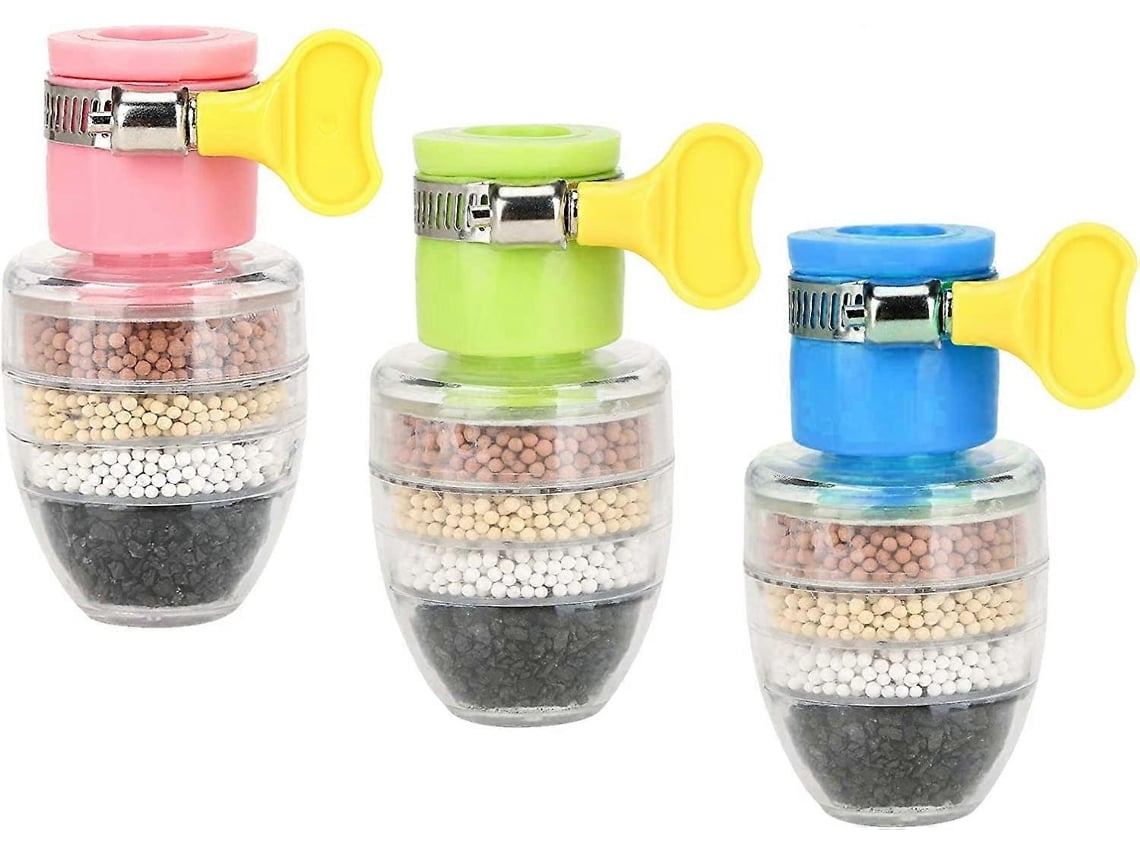 Mini filtro de agua para grifo de 3 piezas con 6 capas de carbón activado