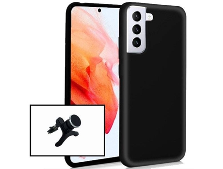 Carcasa + Soporte Samsung Galaxy S21 FE PHONECARE Silicona Liquida Negro 8598