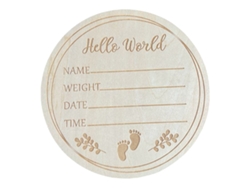 Letrero Redondo "hello World" Para Anunciar La Llegada Del Bebé, Fabricado En Madera De Tilo, Ideal Para Fotografía Y Decoración De La Habitación Infantil (15 Cm).