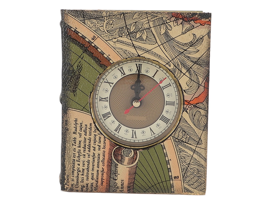 Caja para libros falsos con reloj, caja de almacenamiento decorativa de madera retro, a prueba de polvo para el hogar, Green Store