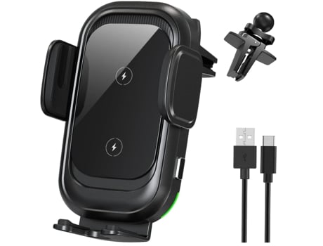 Cargador Inalámbrico Automóvil Teléfono Sujeción Carga CHRONUS Negro