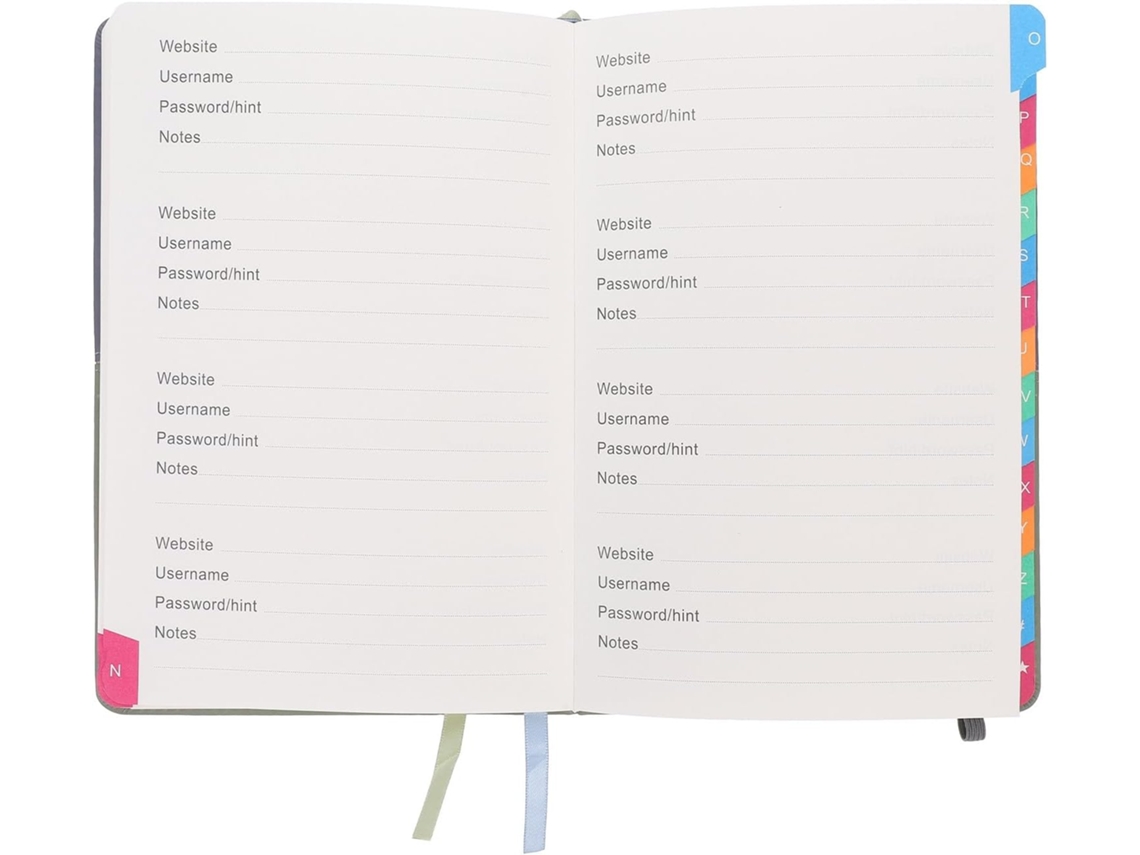 Libreta De Contraseñas Para Organizar Direcciones De Internet, Tamaño A5 Con Pestañas Alfabéticas, Diseño Elegante.