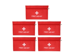 Bolsa de medicamentos portátil, paquete de 5, vacía, impermeable, de nailon, roja, para el hogar, viajes al aire libre