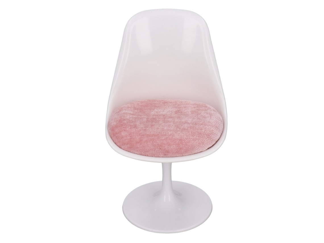 Silla De Oficina Giratoria De Abs Blanca Y Rosa Sin Brazos Para Casa De Muñecas A Escala 1:6