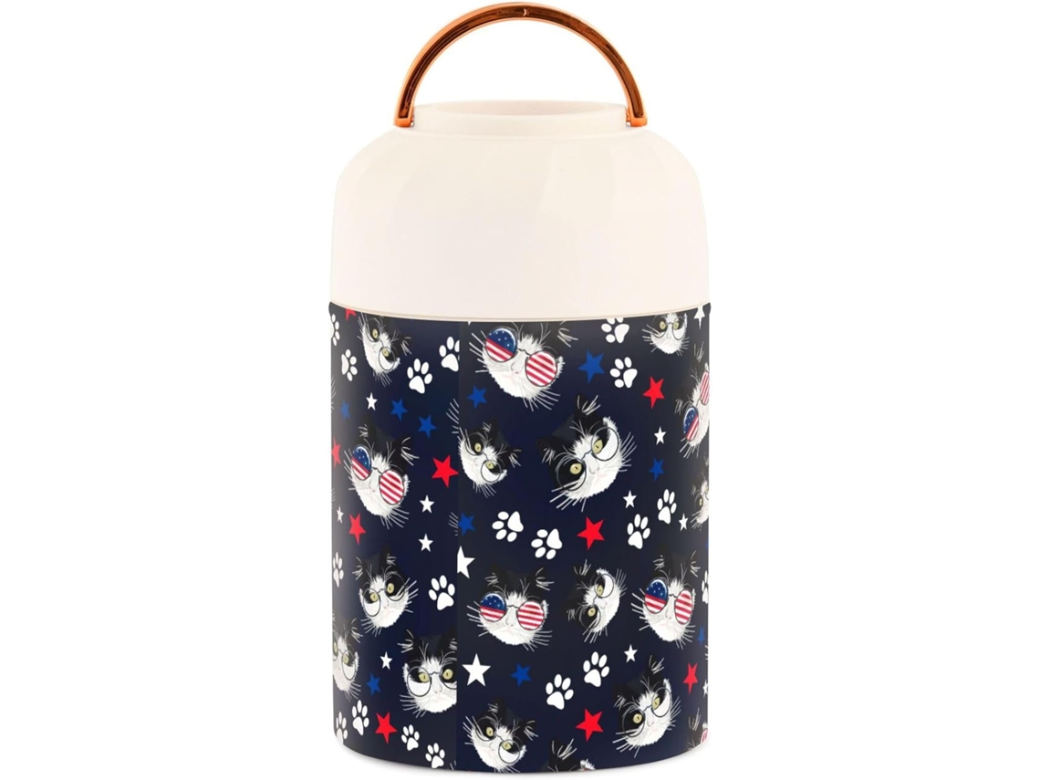 Ternera Isotérmica Paw Cat Con Cuchara De Acero Inoxidable Sellable Al Vacío, Ideal Para La Oficina, 500 Ml...