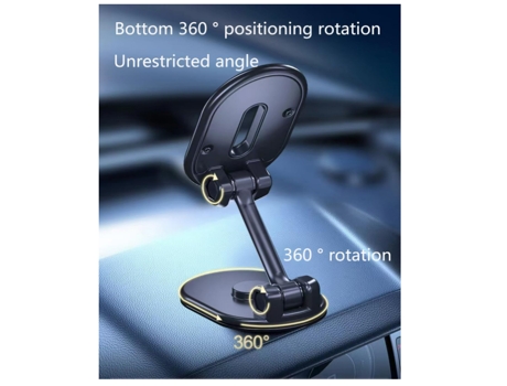 Soporte Teléfono Automóvil Plegable Giratorio Adhesivo Succión Fuerte BISBISOUS Negro