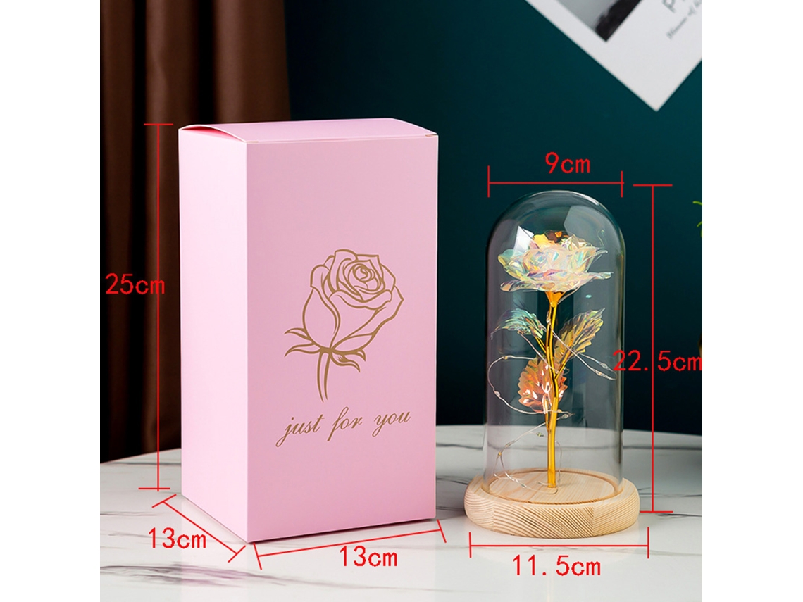 Flor de rosa artificial con luces LED, regalo Gold Galaxy