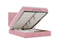 Maison Exclusive - Estructura Cama Otomana Con Colchones Terciopelo Rosa 140x190cm