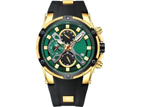 VEANXIN relojes reloj de pulsera cronógrafo con fecha y correa de silicona resistente al agua-Oro