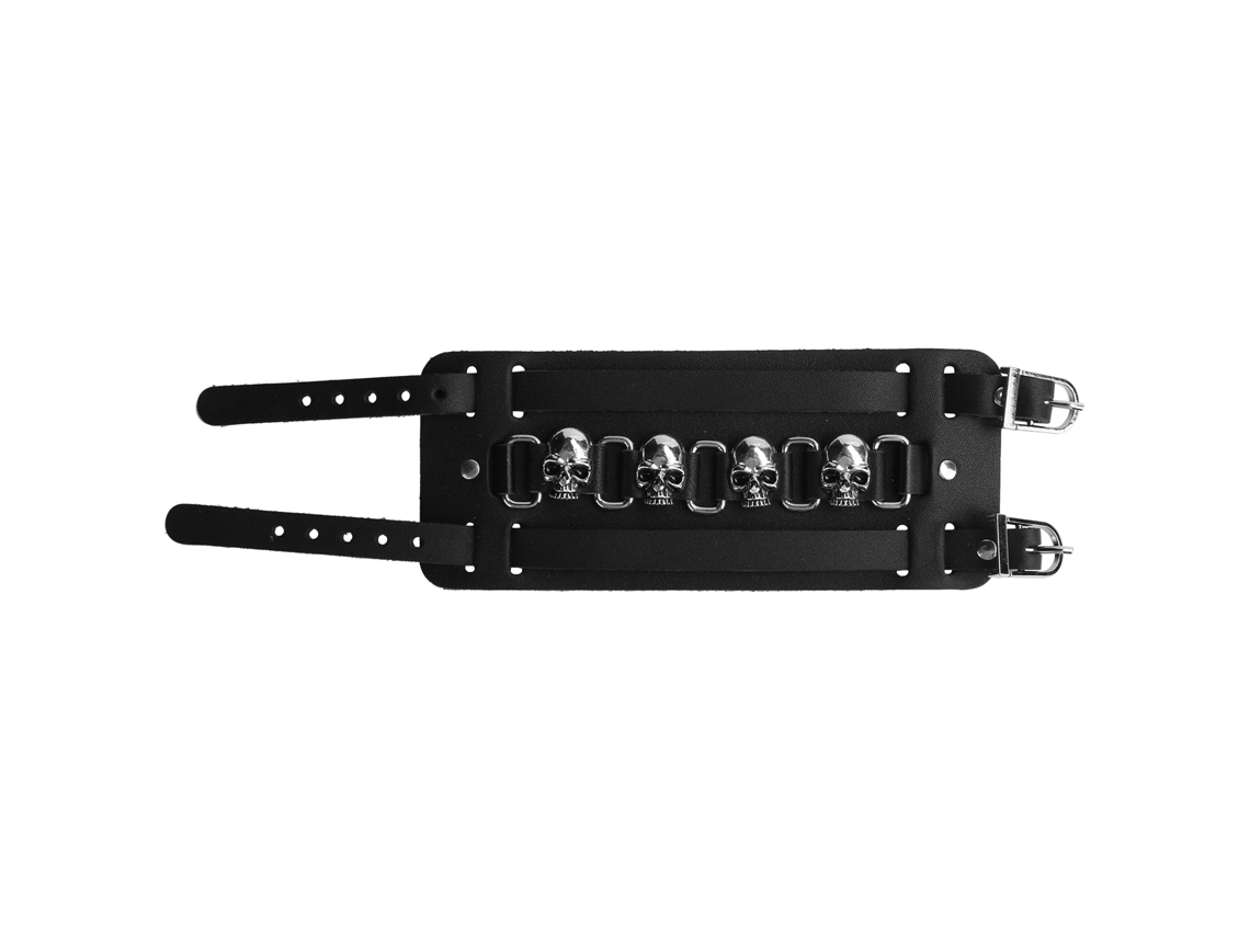 Pulsera De Cuero Con Calavera De Metal, Estilo Punk Rock, Ajustable, Regalo/recuerdo