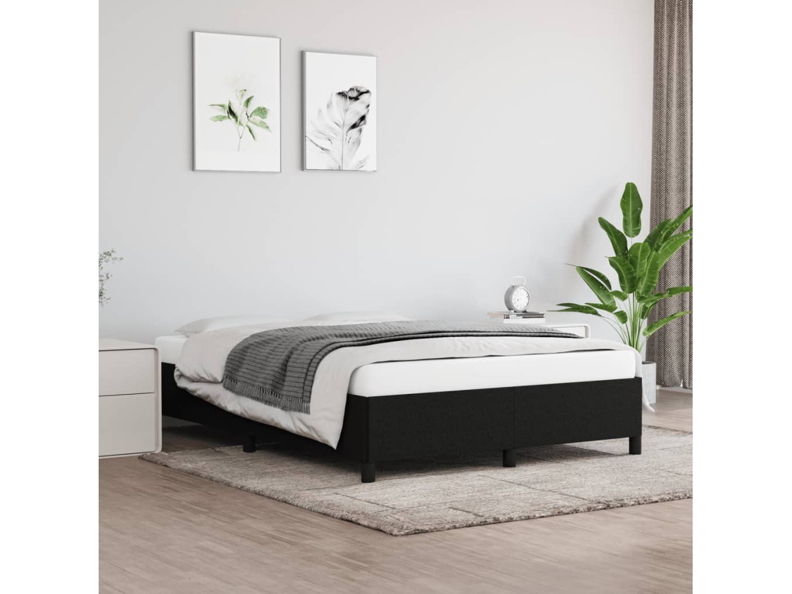 Cama sin colchón tela negro 140x200 cm