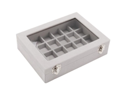 2026-33154-organizador De Joyería Caja De Terciopelo Con 24 Compartimentos Almacenamiento Anillos Pendientes Pequeño