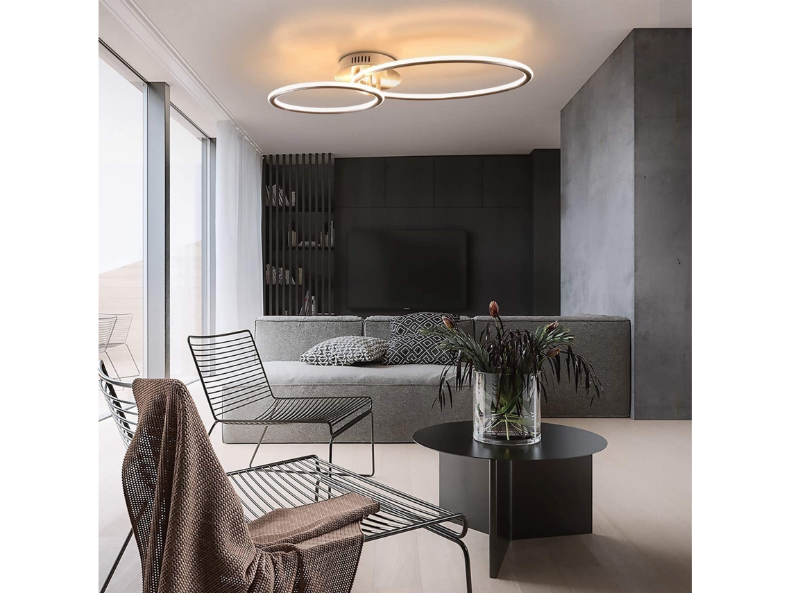 Lámpara de techo LED para sala de estar, diseño moderno de anillo, luz blanca cálida de 3000 K, lámpara de dormitorio Nettlife de 29 W