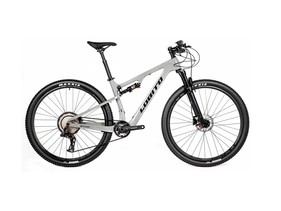 Bicicleta De Montaña De Carbono De Doble Suspensión LOBITO Mt20 Gris Perlado Talla 15 (S)