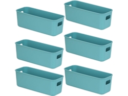 Caja Multiusos - 6 Recipientes De Plástico Verde - Cesta Pequeña - Para Estante, Cocina, Baño - 28×10×11 Cm