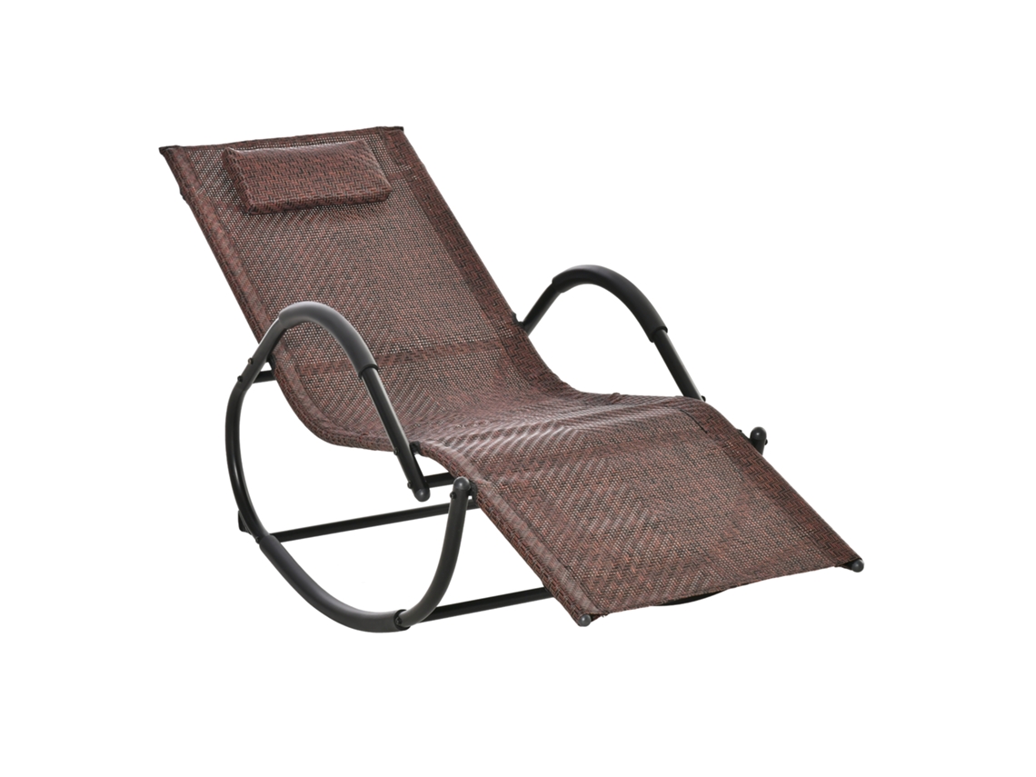 Espreguiçadeira de Balanço para Exterior com Apoios de Braços, Encosto de Cabeça e Efeito Rattan P/jardim, Terraço Ou Pátio. Carga Máxima: 160.