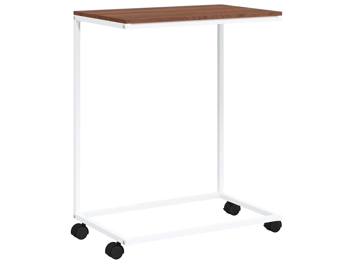 Mesa auxiliar con ruedas, derivados de madera blanca, MAISON EXCLUSIVE, 55x35x70 cm