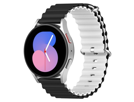 Correa de reloj inteligente bicolor de silicona estilo océano universal de 20 mm (blanco y negro)