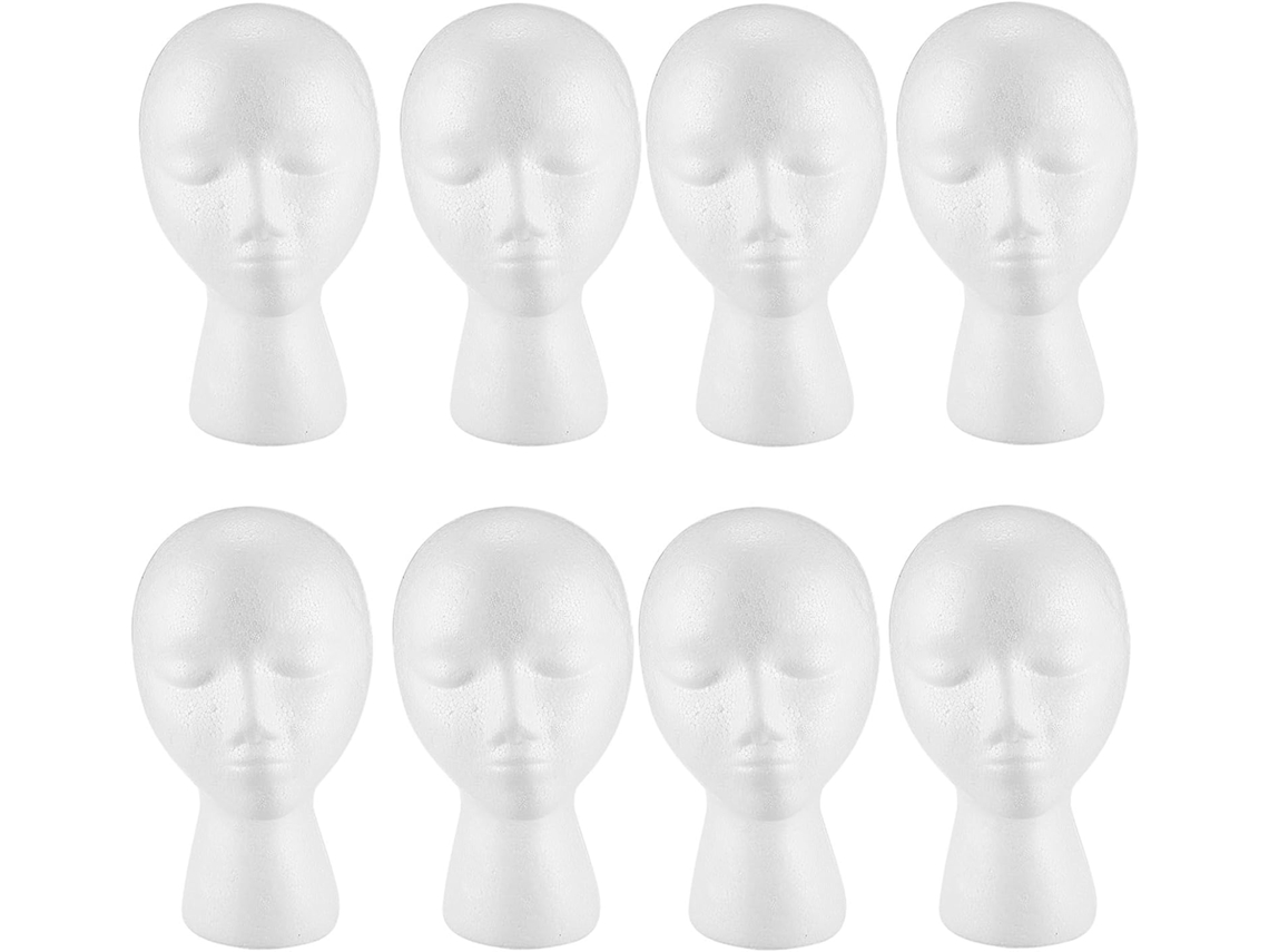 8 Maniquíes De Espuma Para Pelucas Y Sombreros, Soporte Blanco