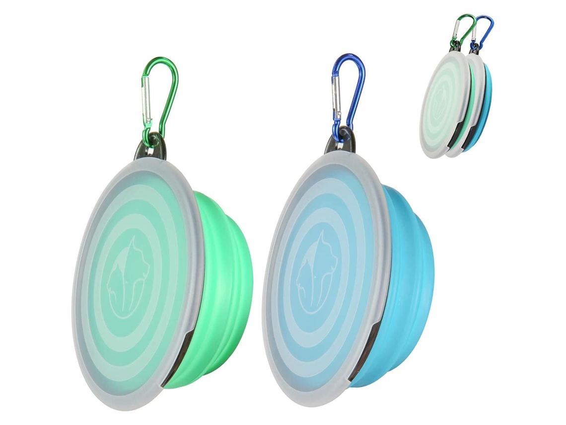 Paquete De Dos Cuencos Plegables Con Tapa, Cuencos De Agua Plegables Portátiles, Cuencos Para Mascotas, Adecuados Para Paseos.