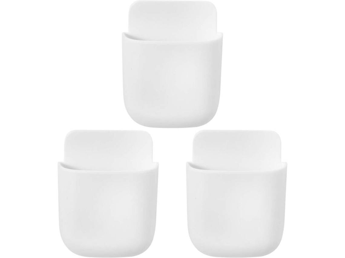 Organizador de 3 piezas para control remoto, organizador de pared para medios, caja para guardar control remoto de TV (blanco)
