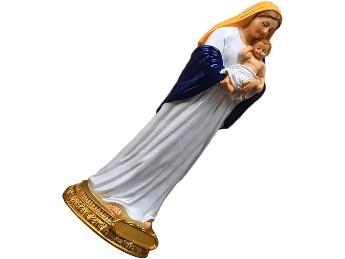 Estatua Decorativa Virgen María Resina Blanca Diseño Delicado Fácil Limpiar Adecuada Cualquier Habitación
