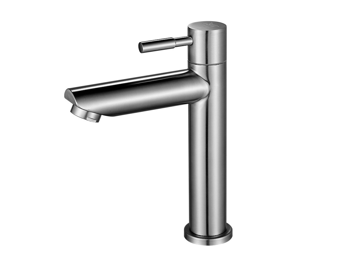 Grifo de baño clásico, monomando para lavabo/fregadero, acero inoxidable cepillado. Mdug