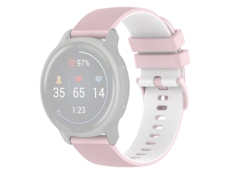 Correa de Silicona 20mm para Garmin Venu2 Plus/Vivoactive 3/Vivomove - rosa/blanco