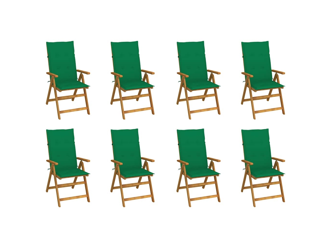 Sillas de jardín plegables DKD Home Decor de 8 piezas con cojines, madera maciza de acacia