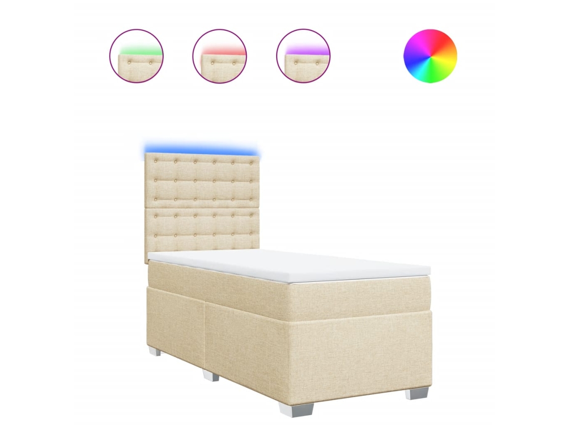 Maison Exclusive - Cama Box Spring Con Colchón Tela Color Crema 80x200 Cm