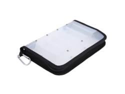 Bolsa transparente portátil para cebo con 12 compartimentos.