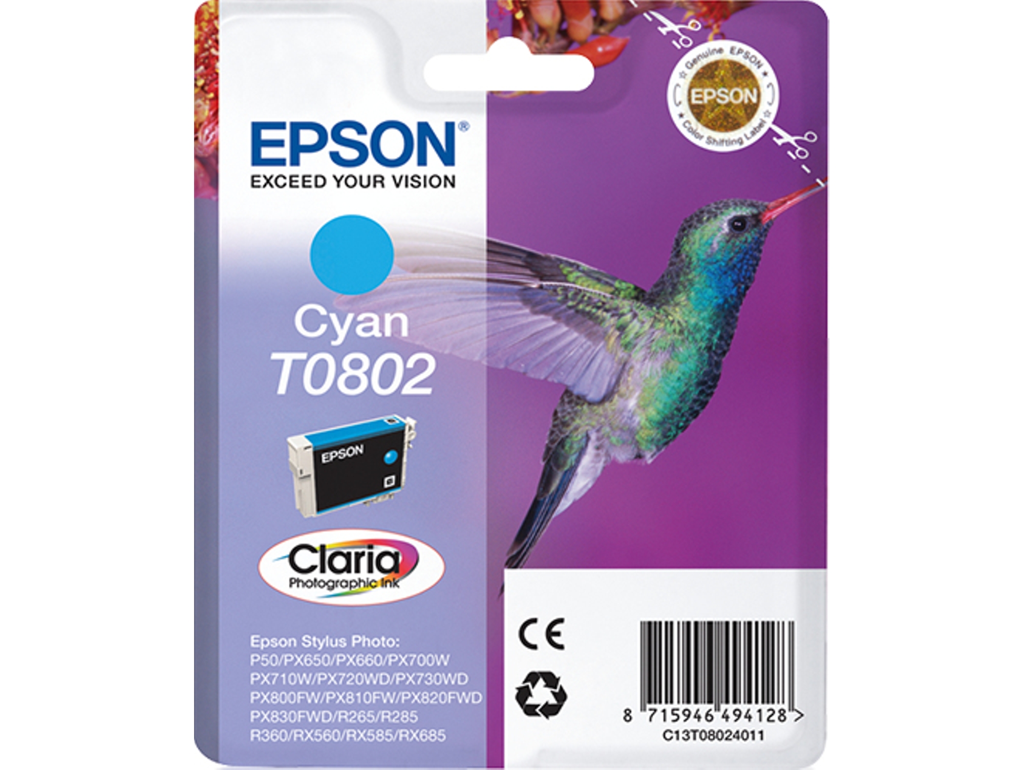Cartucho de tinta EPSON T0802 Claria Photographic