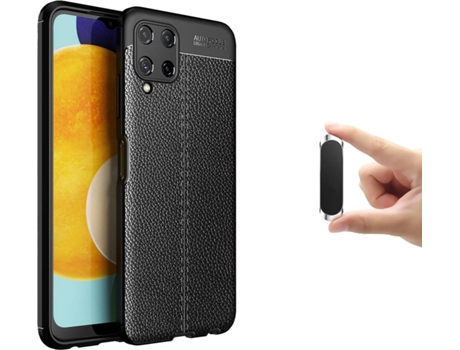 Funda Samsung M22 4G Rugged Leather Antichoque y Soporte Magnético Multifunción Negro