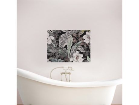 Adhesivo de Vivienda PLAGE Papel Imitación de Tapicería Floral Antigua en Colores Oscuros X12 15 cm X 15 cm