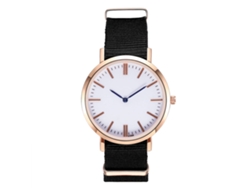 Reloj Analógico De Cuarzo Con Correa De Nylon Para Mujer Y Hombre Negro