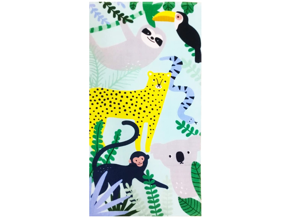 Toalla de playa de microfibra Yuysan para niños, absorbente y de secado rápido, 140 x 70 cm, diseño de mono verde claro.
